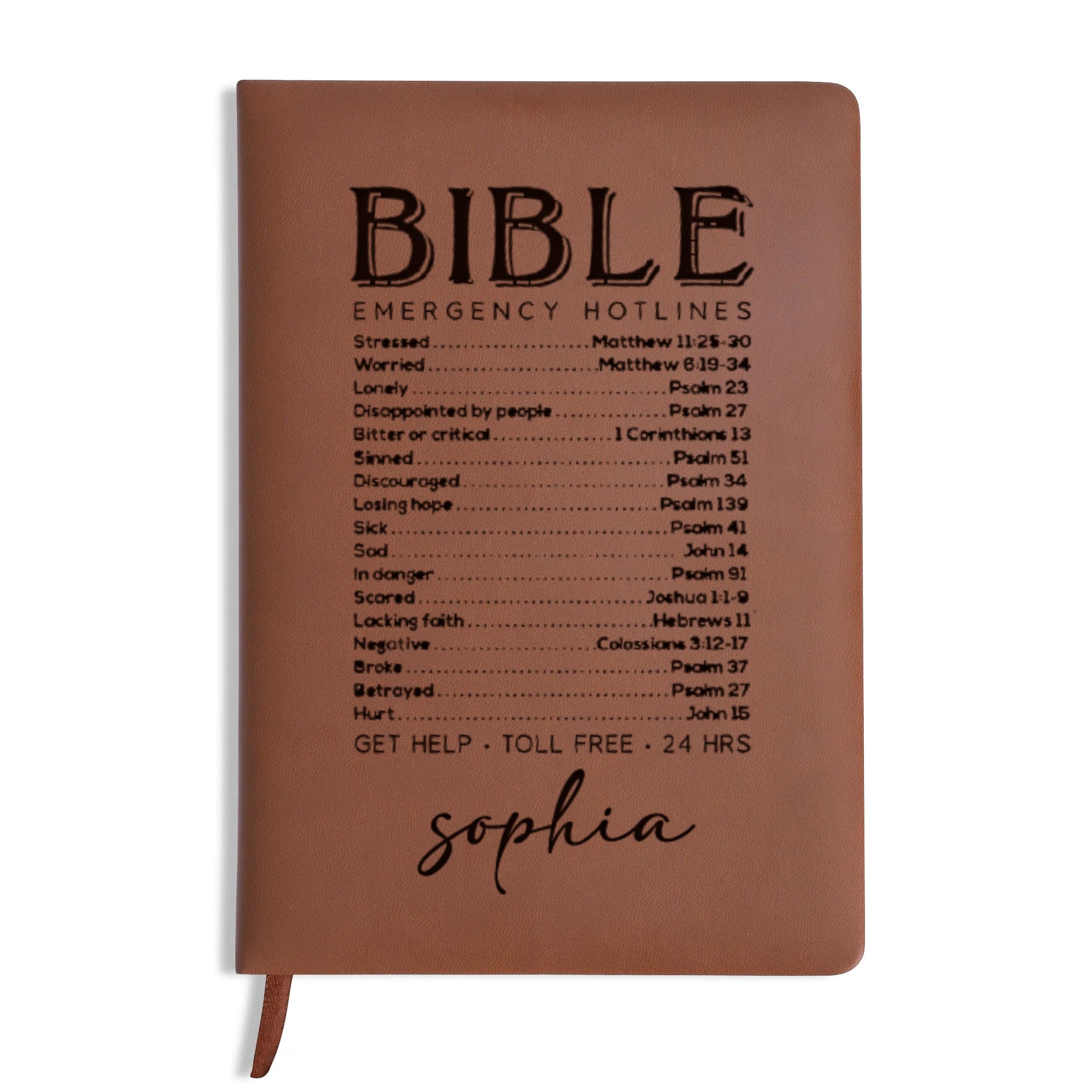 Personalized Christian Journal with "Bible Emergency Hotlines", Custom Name Prayer & Faith Notebook, Religious Gift, First Communion Gifts, Birthday. NBLAF64